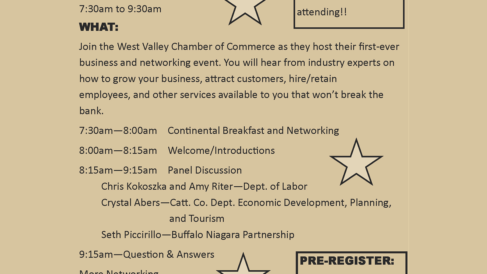 West Valley Chamber of Commerce's Breakfast & Business on October 17, 2024